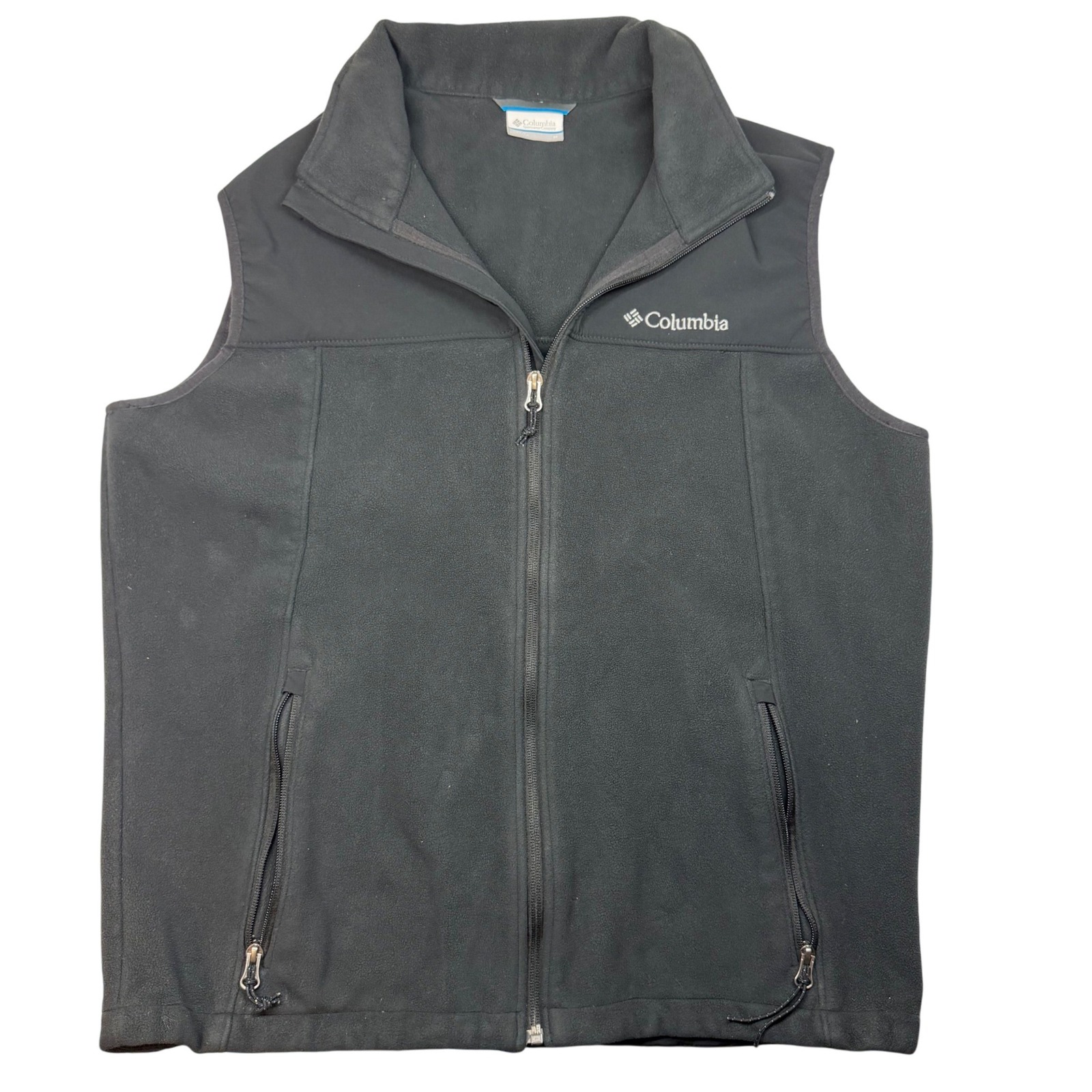 Columbia Vest Mens Medium Black Fleece Sleeveless Full Zip Outdoors Hiking Warm